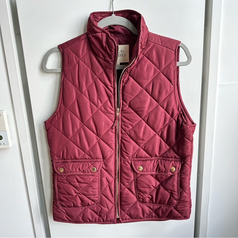 Maroon Quilted Puffer Vest